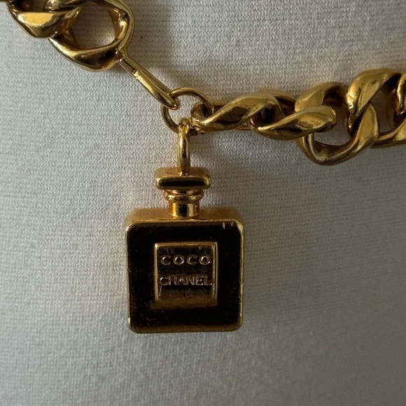 Coco Chanel Gold Double Chain Belt w/ Perfume Bottle (Vintage) Rare Item 36” - Picture 4 of 11